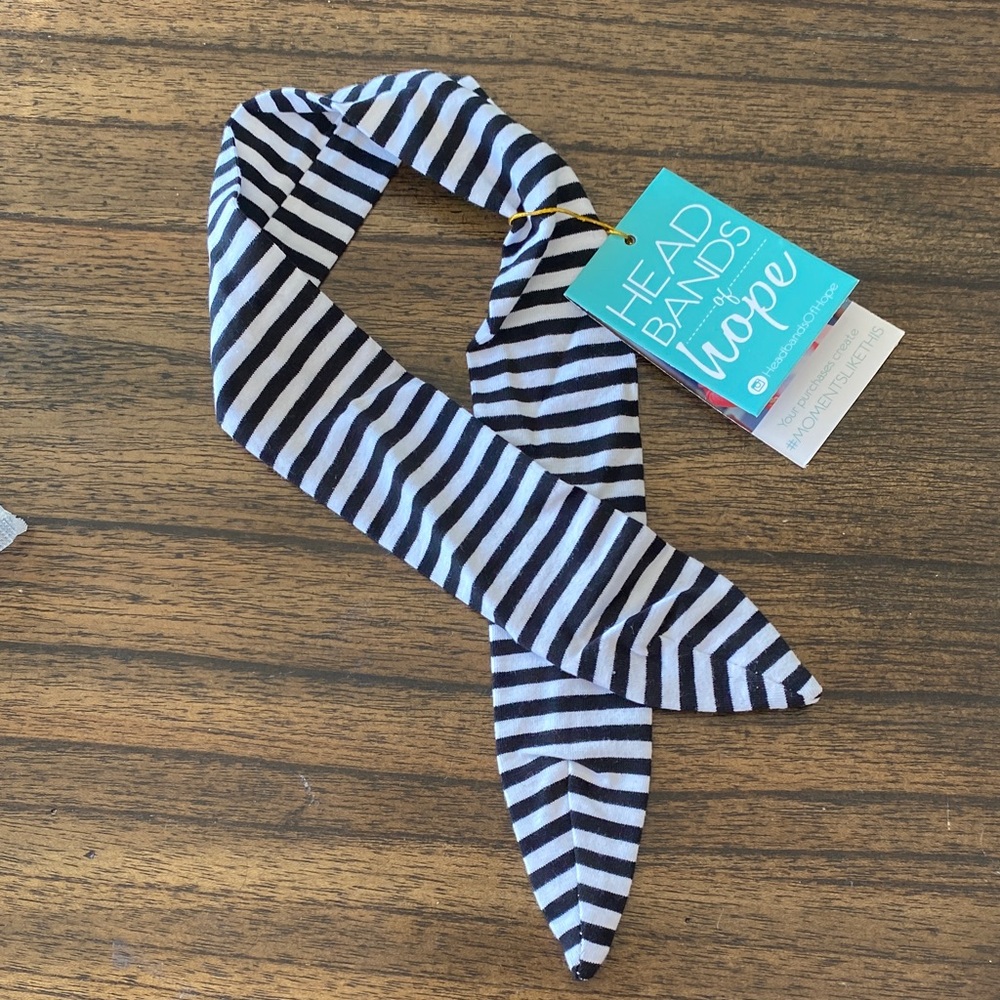 Black and White Striped Tie Headband - One Size